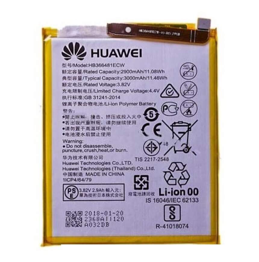 Batteria Originale Huawei HB366481ECW Per P20 Lite - Ioni Di Litio 3000 MAh - 3