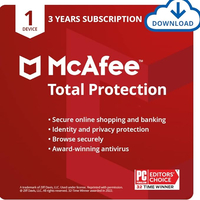 McAfee Total Protection 2023 | 1 Device, 3 Year | Antivirus Internet Security Software | Password Manager & Dark Web Monitoring Included | PC/Mac/Android/iOS | Email Delivery