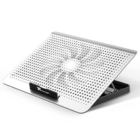 Proffisy Aluminum Laptop Cooling Pad with One Big Quiet Cooling Fan, Laptop Cooler Stand with 7 Height Adjustable, Notebook Cooler pad for Laptop 17 15.6 14 13 12 Inch Two USB Ports
