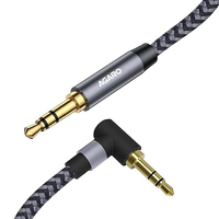 AGARO 3.5mm Audio Cable Stereo Aux 90 Degree Right Angle Aux Cable 24K Gold Plated Male to Male Hi-Fi Sound for Car, Home Stereos, Speakers & More 1M/ 100CM/ 3.2 Ft, Silver & Black