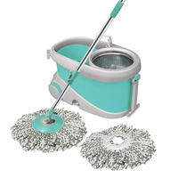 Spotzero by Milton Prime Spin Mop with Big Wheels and Stainless Steel Wringer, Bucket Floor Cleaning and Mopping System, 2 Microfiber Refills