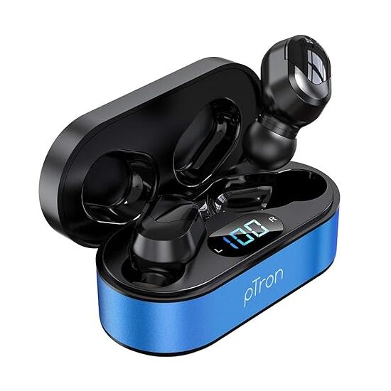Buy pTron Bassbuds Plus in Ear True Wireless Stereo Earbuds with Mic Deep Bass Bluetooth Headphones Voice Assistance IPX4 Sweat Water Resistant TWS 12Hrs Battery Fast Charge from Zeposhop