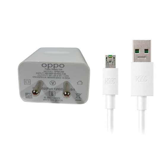 Oppo 10W Vooc Charge Charger With Micro USB Cable